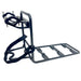 Black metal bike rack on a white background